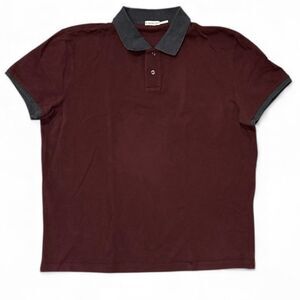 Moncler Polo Mens EU XXL Burgundy Short Sleeve Shirt Logo Patch designer Cotton